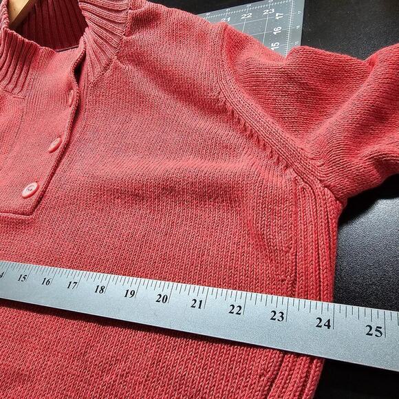 Woolrich Sweater Womens XL Red Knit Mock Neck Soft Cozy Pull Over Cotton Ribbed - Picture 6 of 9
